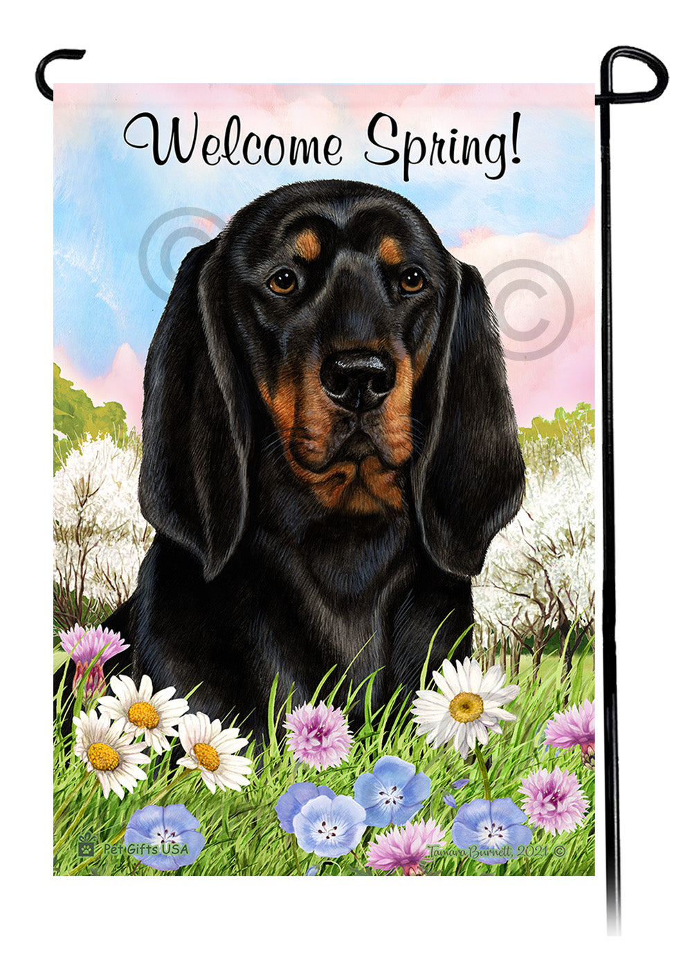 Coonhound Welcome Spring Garden Flags