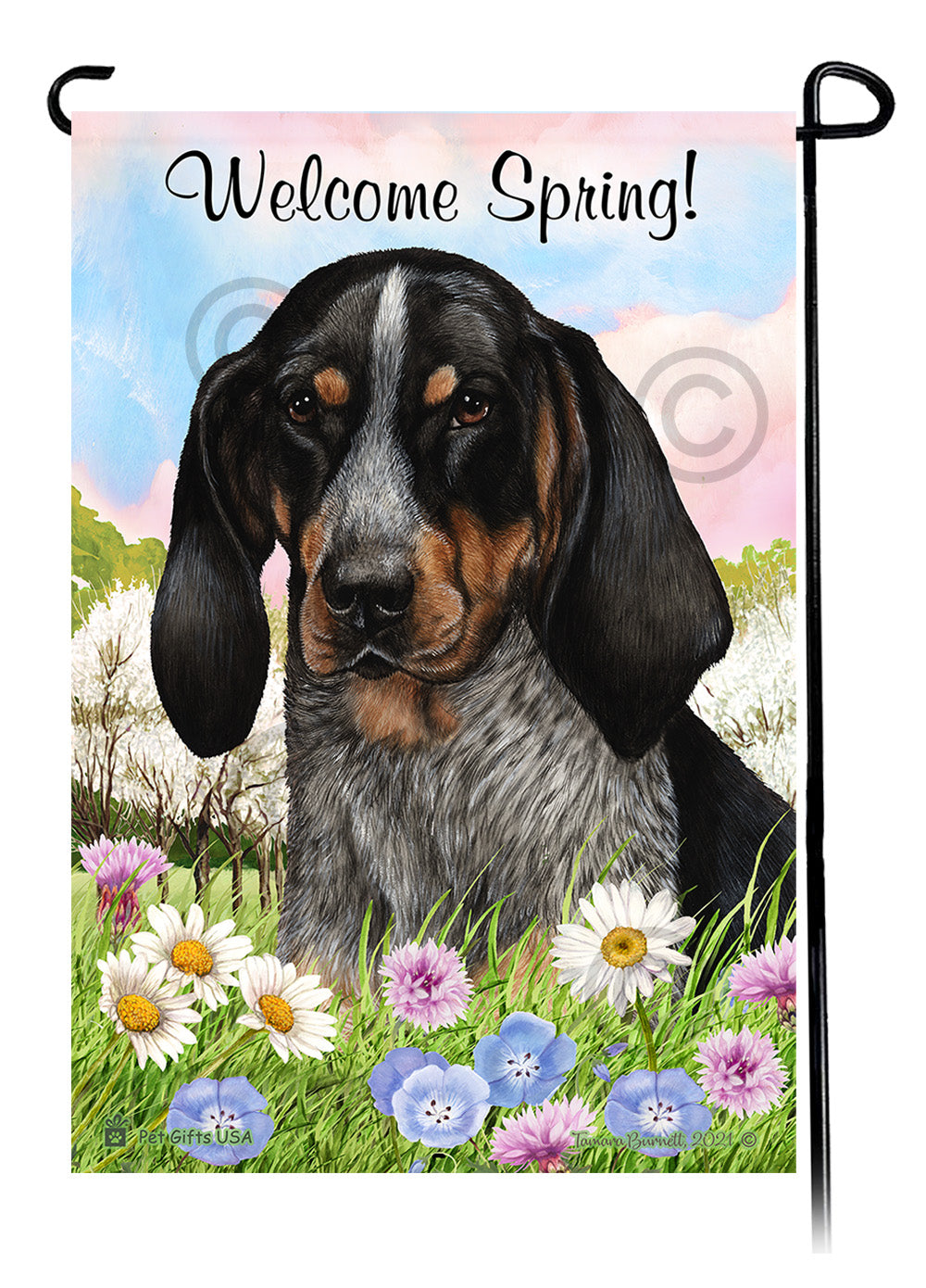 Coonhound Welcome Spring - Garden Flag