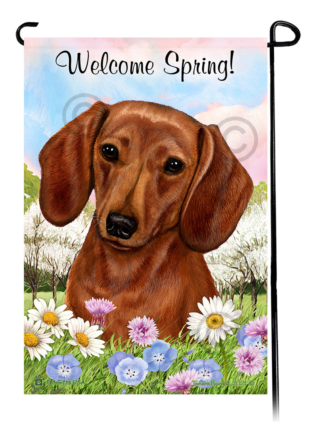 Dachshund Welcome Spring - Garden Flag