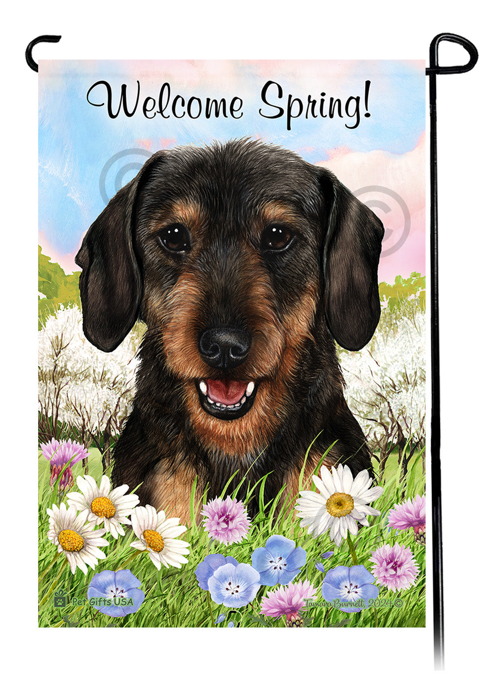 Dachshund Welcome Spring Garden Flags