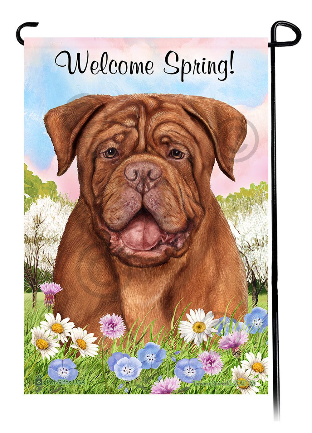 Dogue de Bordeaux Welcome Spring Garden Flags
