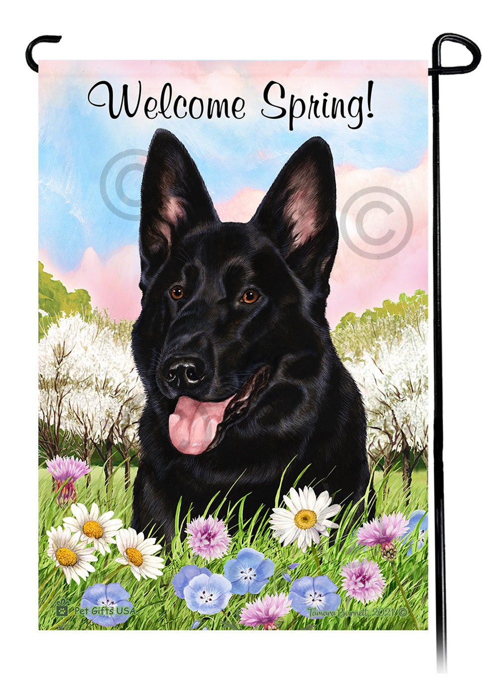 German Shepherd Welcome Spring Garden Flags