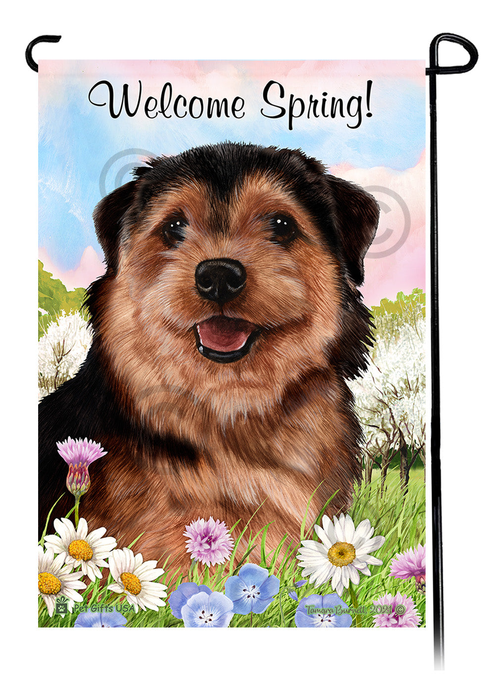Norfolk Terrier Welcome Spring Garden Flags