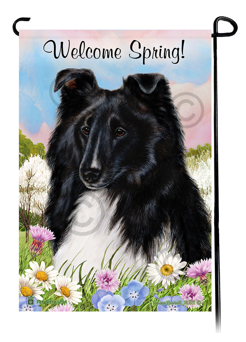 Shetland Sheepdog Welcome Spring Garden Flags
