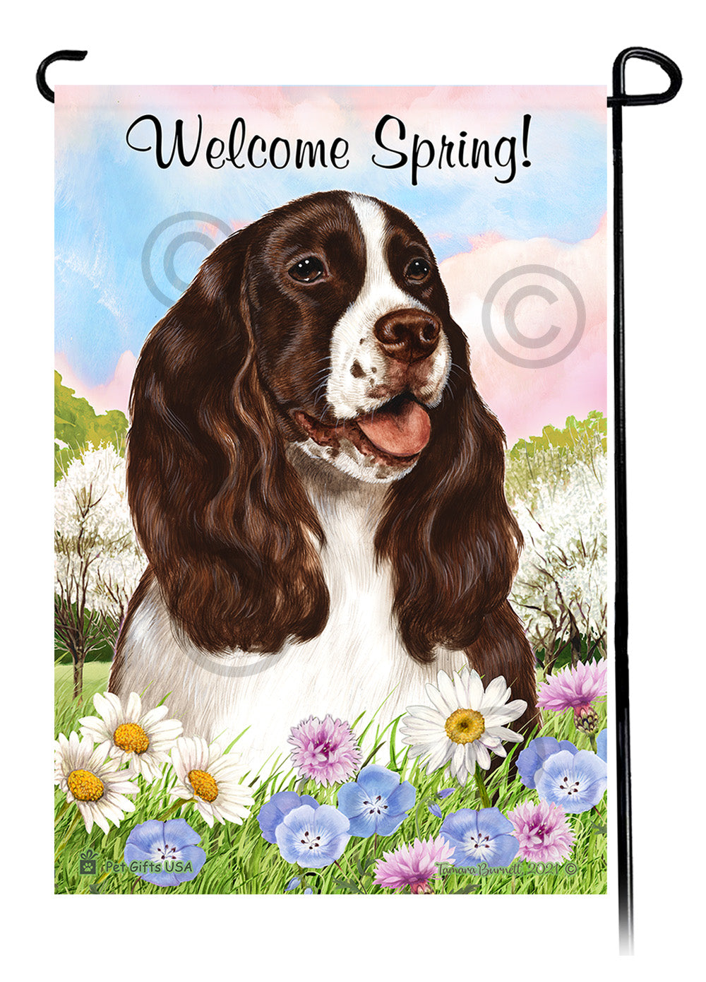English Springer Spaniel Welcome Spring - Garden Flag