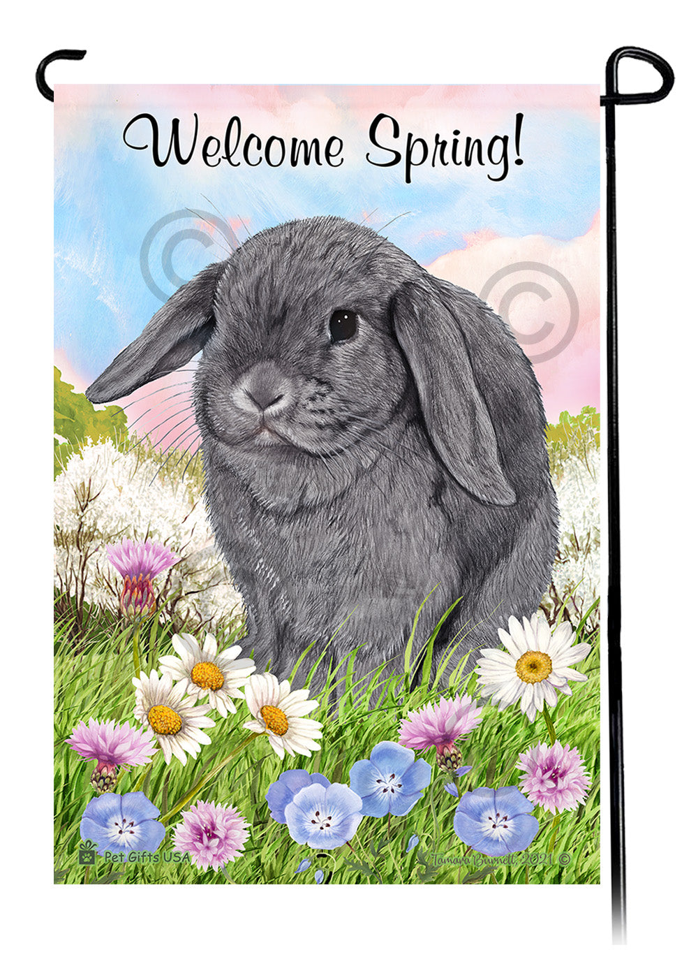 Mini Lop Rabbit Welcome Spring - Garden Flag