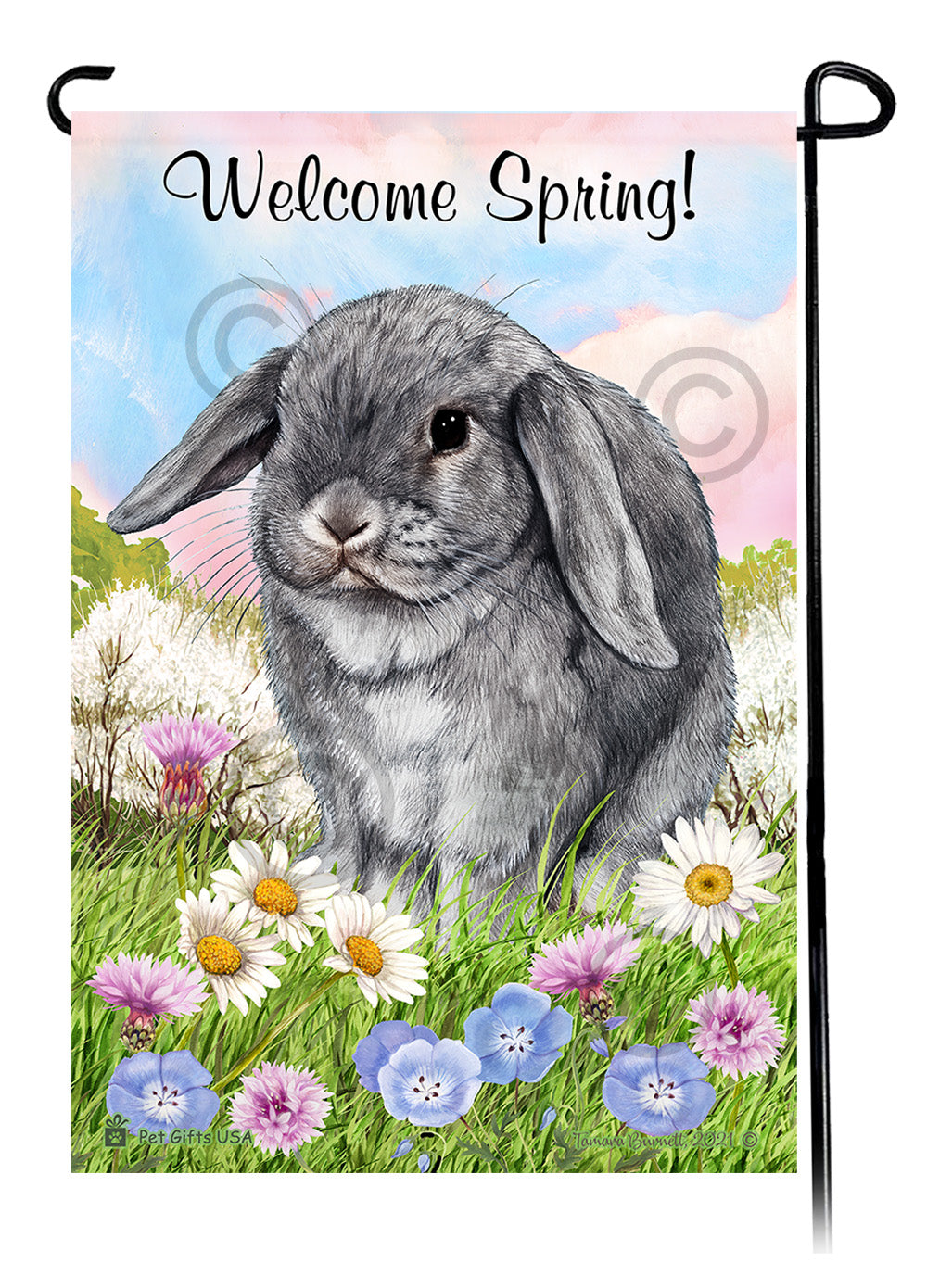 Mini Lop Rabbit Welcome Spring - Garden Flag