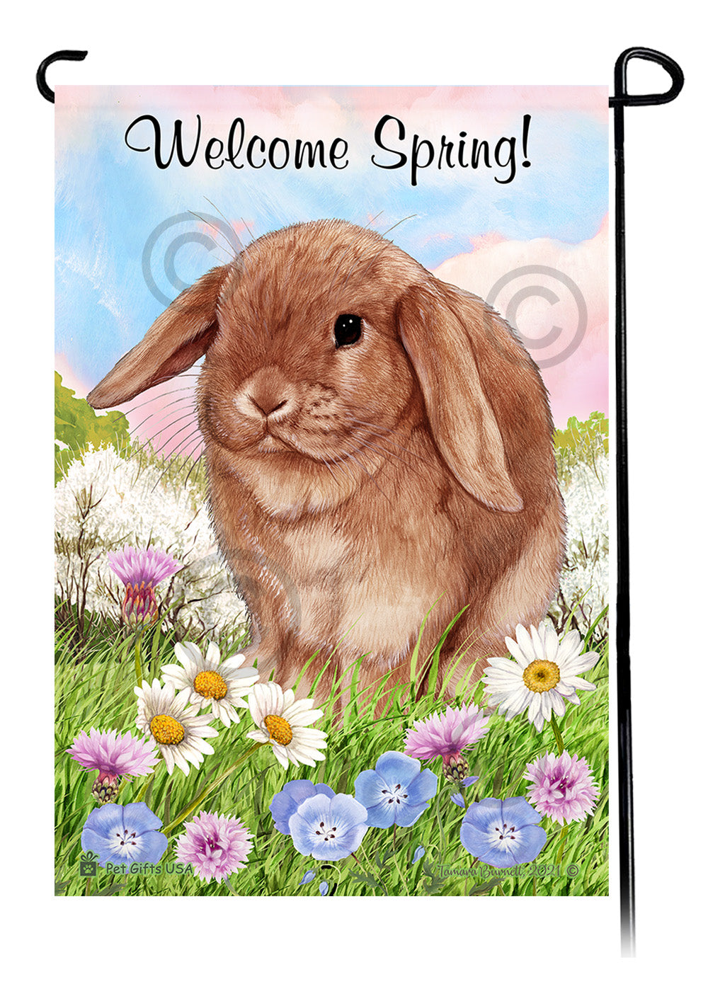 Mini Lop Rabbit Welcome Spring - Garden Flag