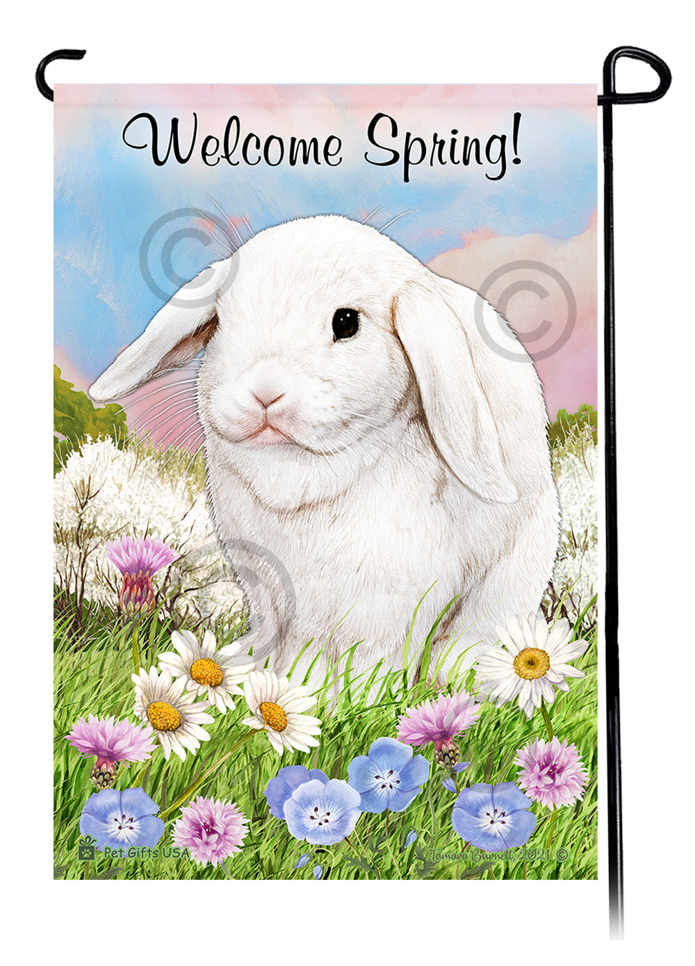 Mini Lop Rabbit Welcome Spring - Garden Flag