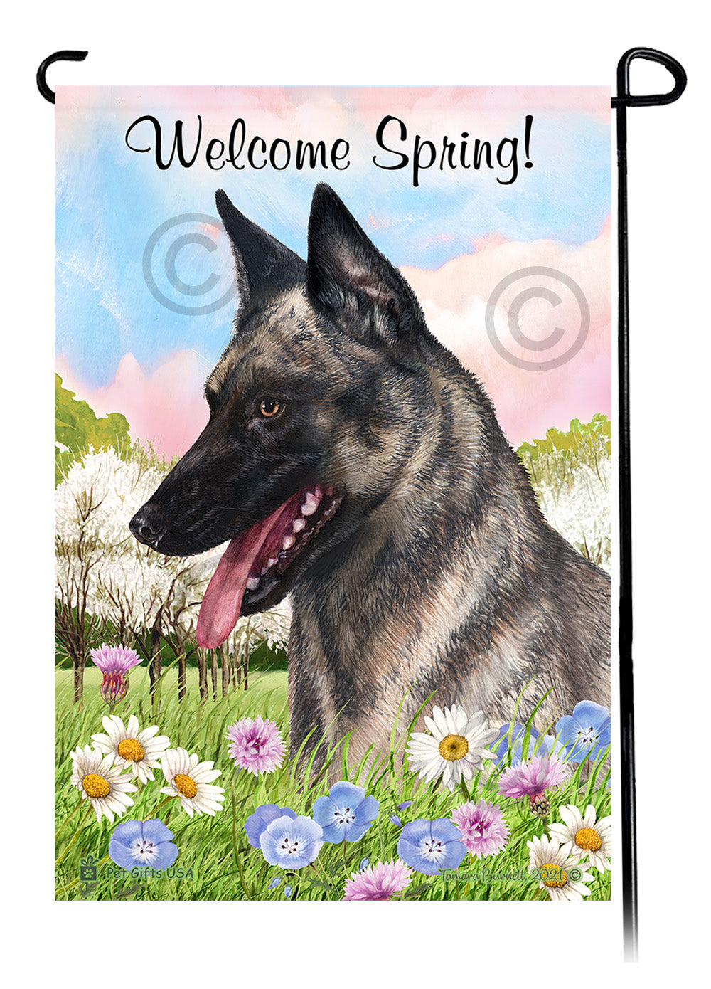 Dutch Shepherd Welcome Spring - Garden Flag