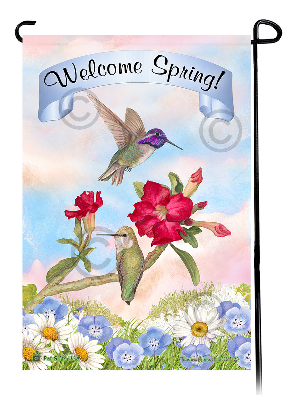 Costas Hummingbird Welcome Spring Garden Flags