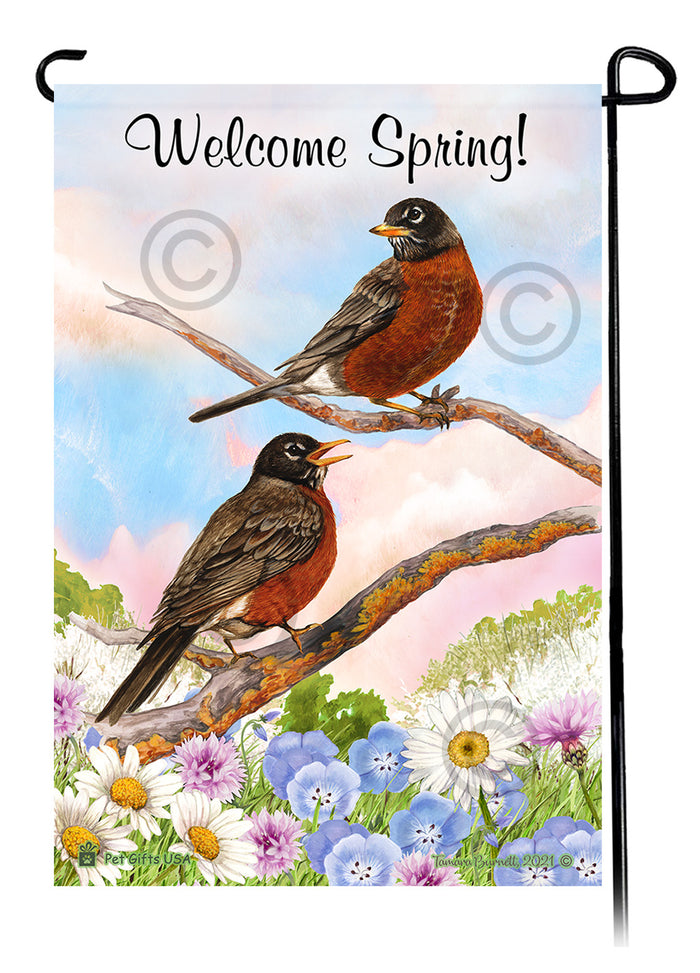 American Robin Welcome Spring Garden Flags