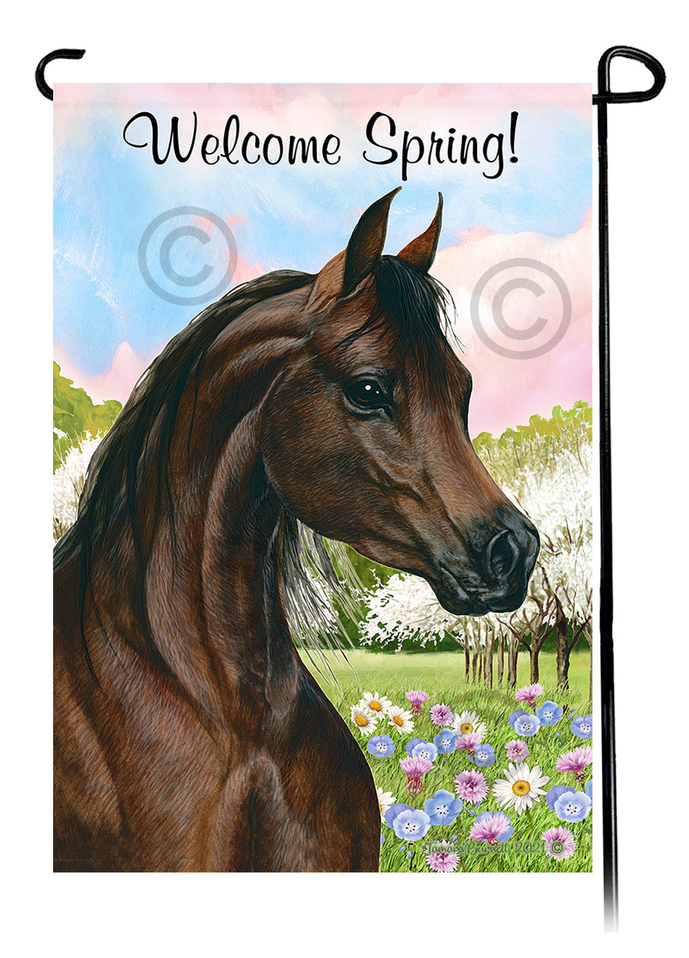 Arabian Horse Welcome Spring - Garden Flag