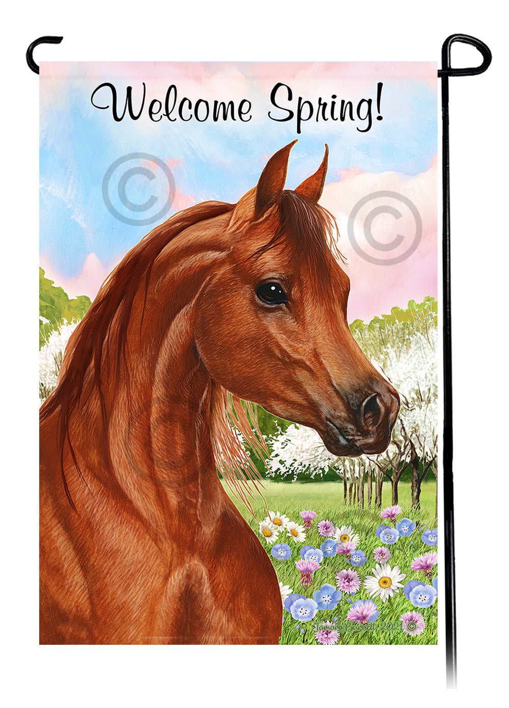 Arabian Horse Welcome Spring - Garden Flag