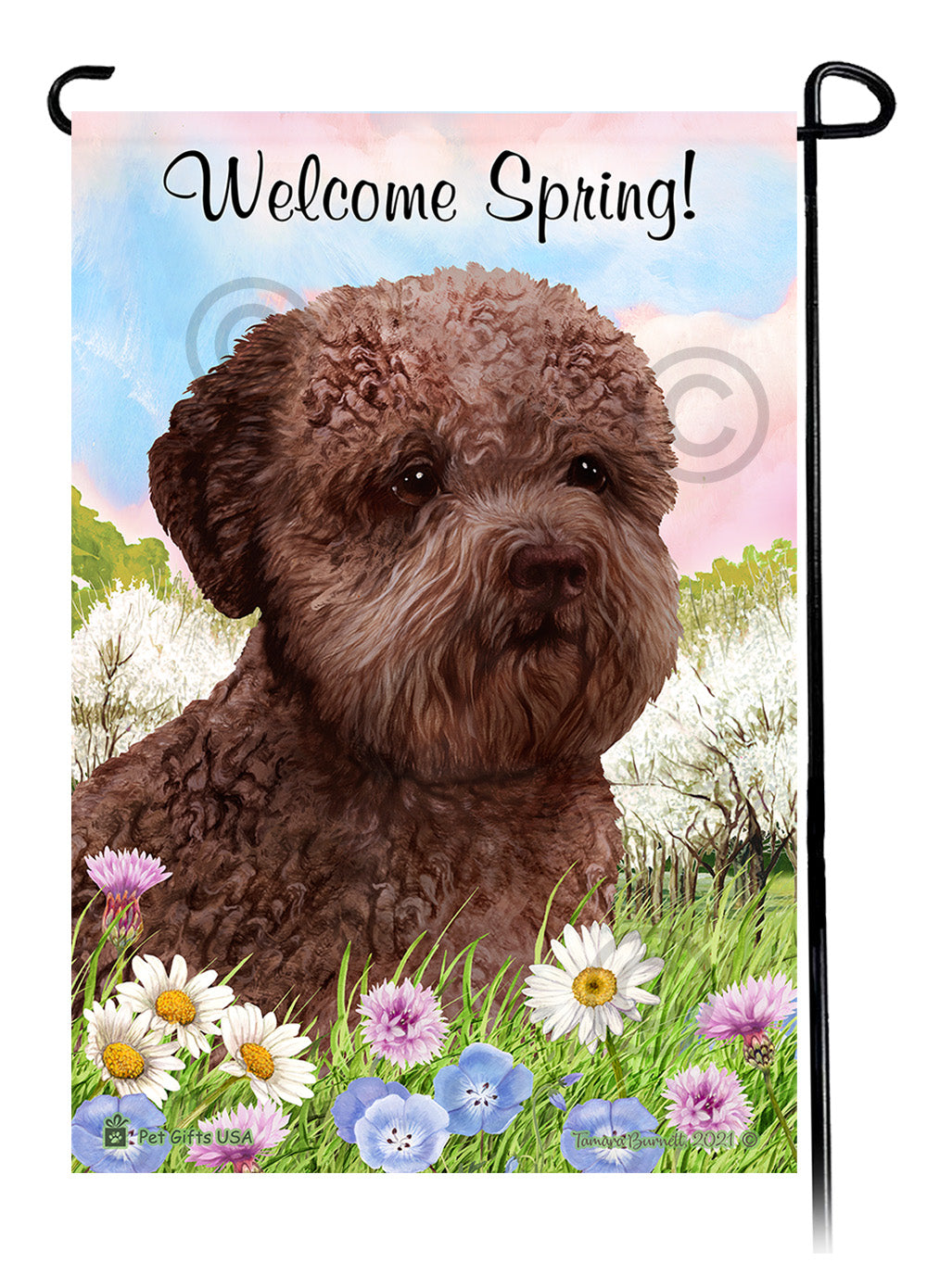 Lagotto Romagnolo Welcome Spring Garden Flags