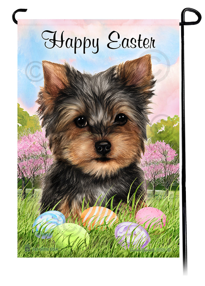 Yorkshire Terrier Happy Easter Garden Flags