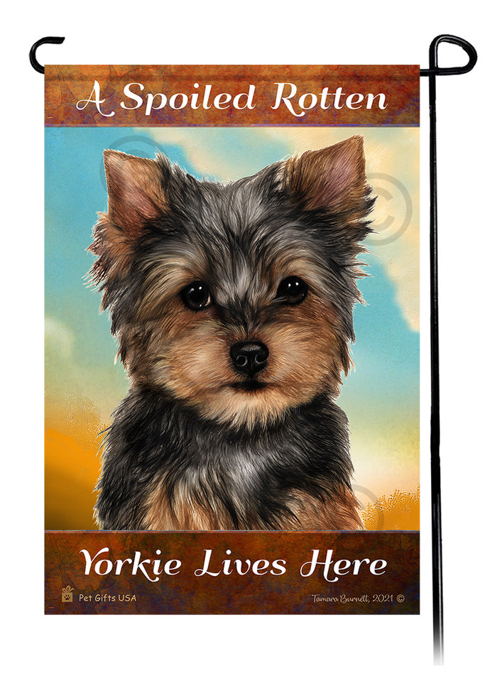 Yorkshire Terrier Spoiled Rotten Garden Flags