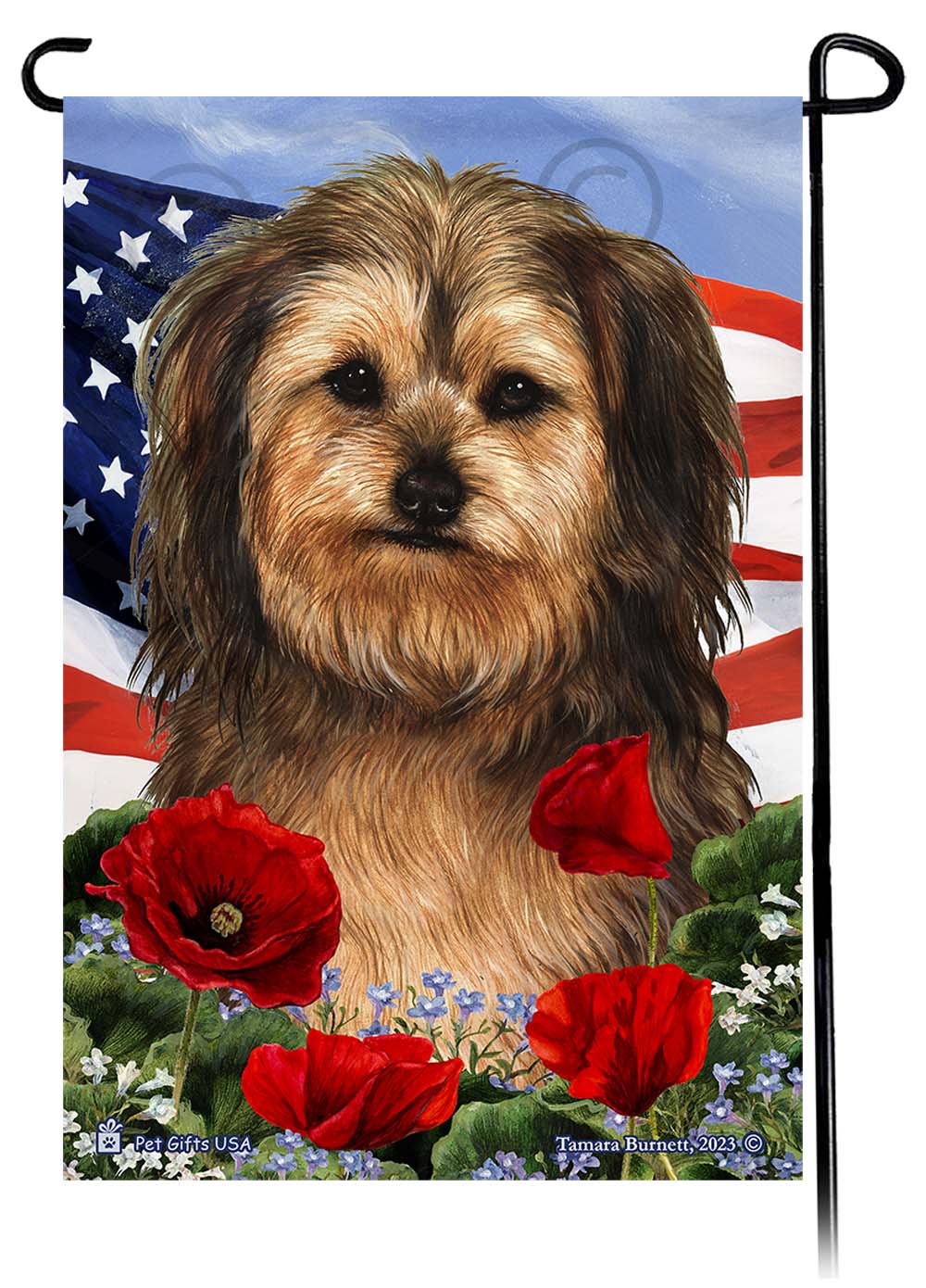 Yorkipoo Patriotic Flowers - Garden Flag