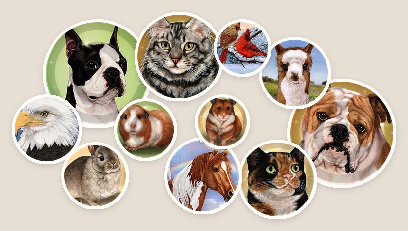 A collage of dog, cat and other pet breeds available at Arks N Barks